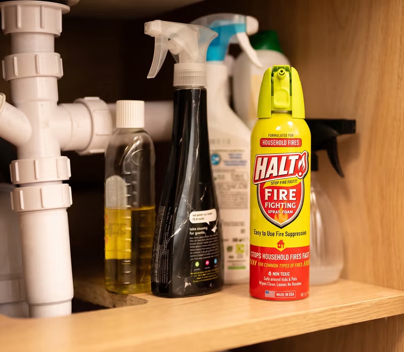 HALT Fire Spray in a kitchen